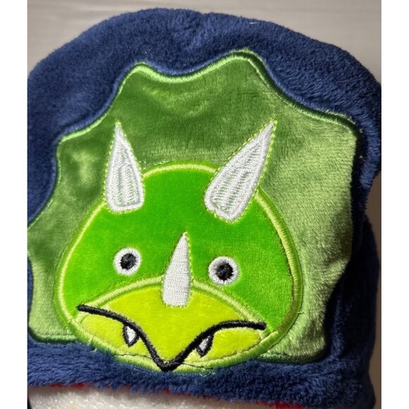 Flap Jack Kids Hat Baby / Toddler Reversible Winter With Dinosaurs Red Blue - Picture 3 of 10